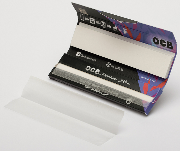 OCB Premium Long Slim + Tips, Schwarz a 32 Blatt/Tips | 32 Hefte
