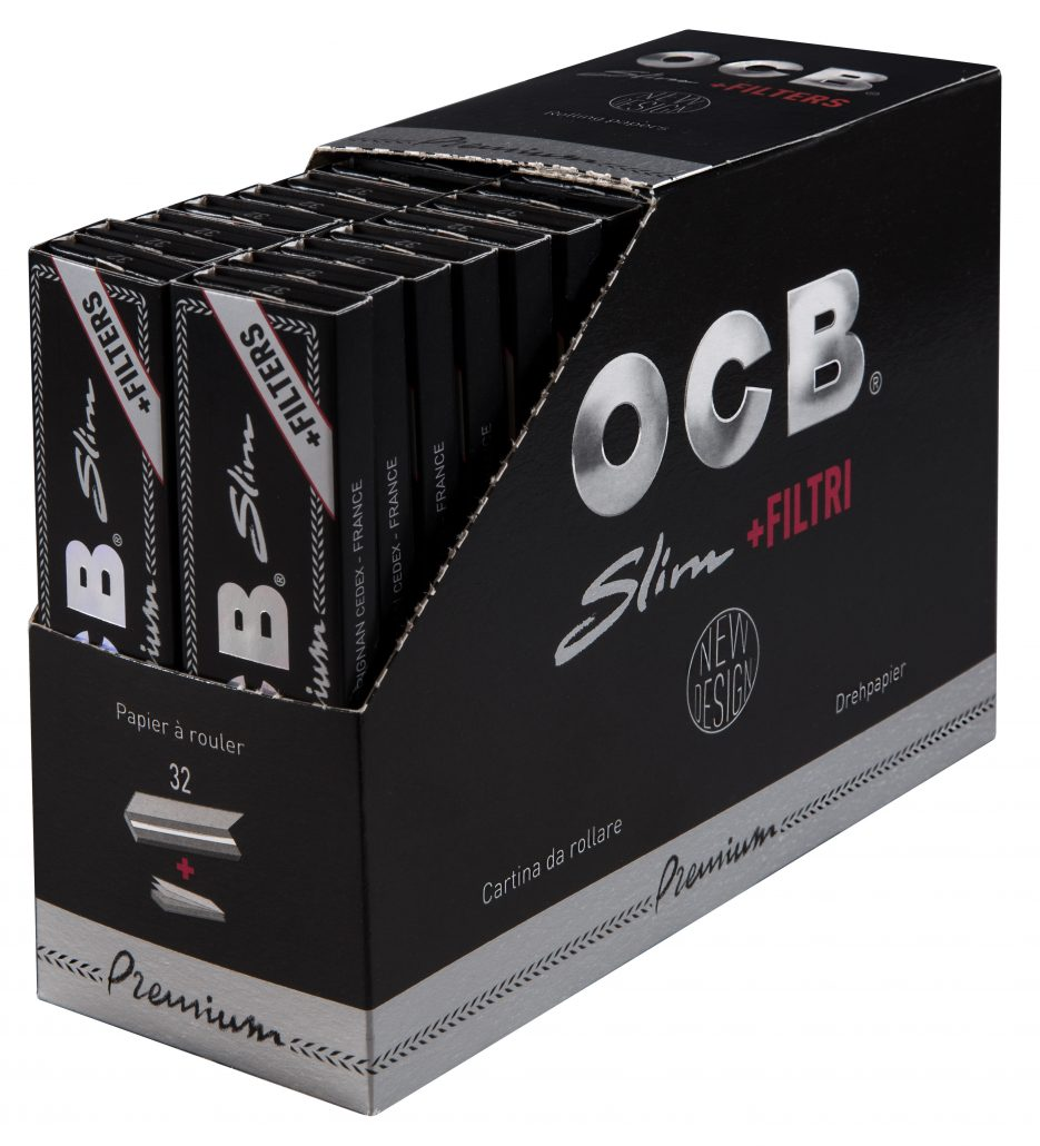 OCB Premium Long Slim + Tips, Schwarz a 32 Blatt/Tips | 32 Hefte