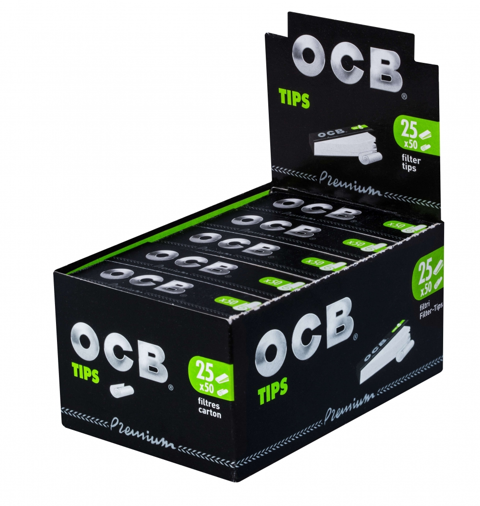 OCB Premium Filter-Tips, Schwarz, Vorperforiert a 50 Tips | 25 Hefte
