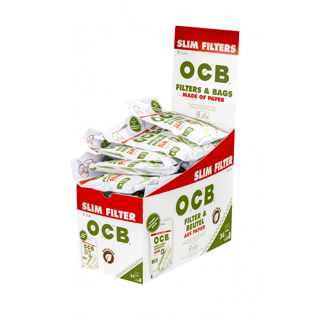 OCB Papier Filter Tips Eco Slim 6mm a 120 St. | 34 Btl.