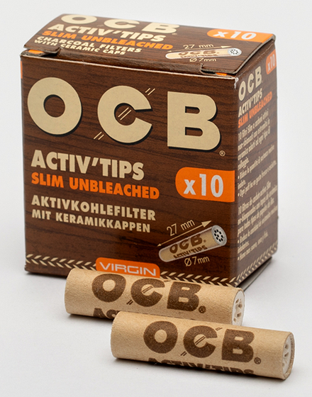 OCB Virgin Unbleached Activ'Tips Slim, 7 mm a 10 St.| 20 Boxen