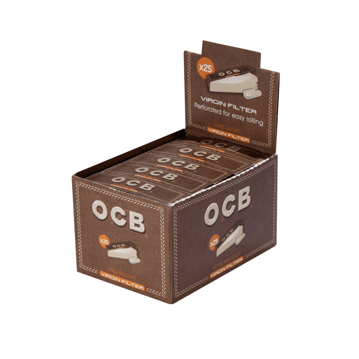 OCB Virgin Unbleached Filter Tips - ungebleichte perforierte 50 Tips | 25 Hefte