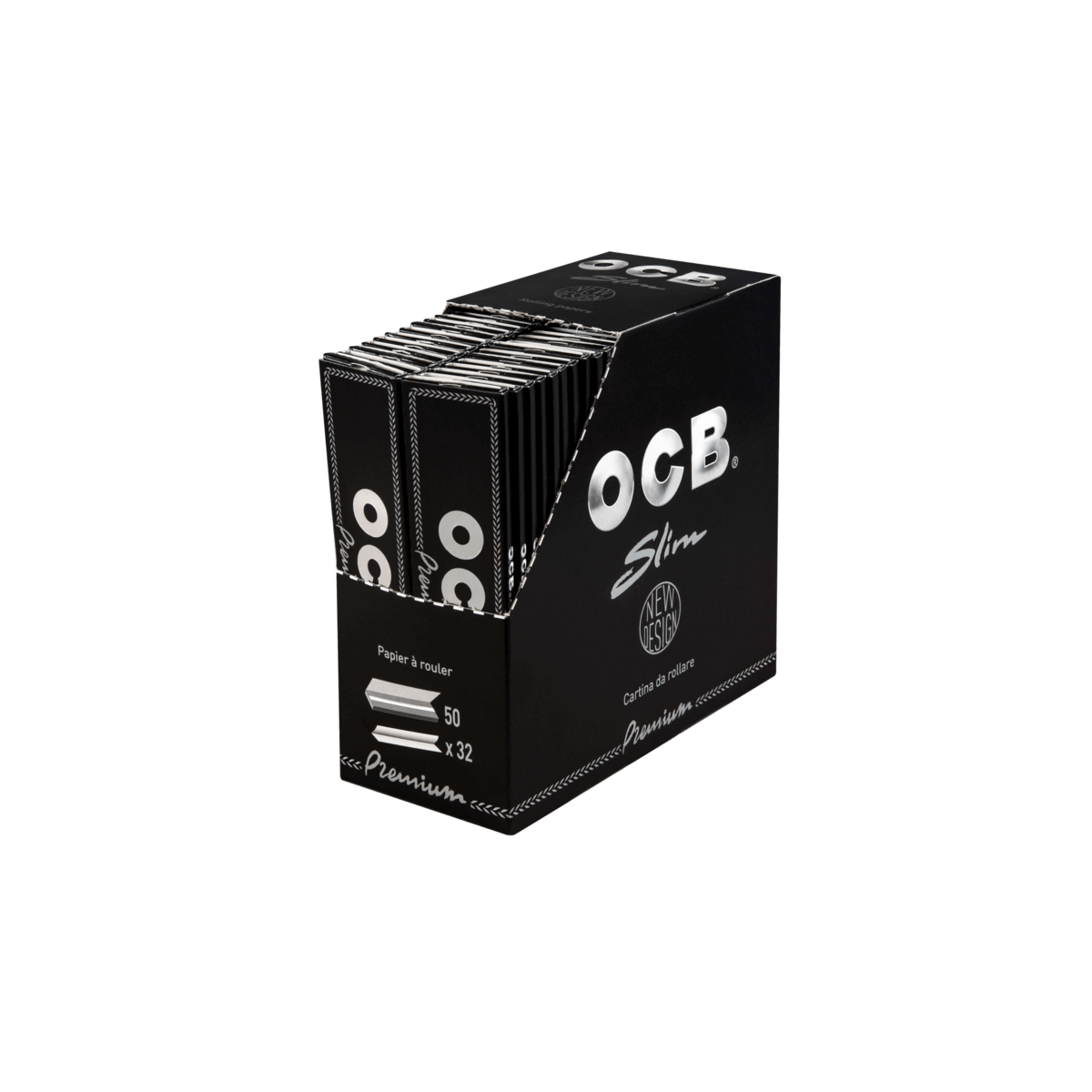 OCB Premium Slim, Lang, Schwarz a 32 Blatt | 50 Hefte