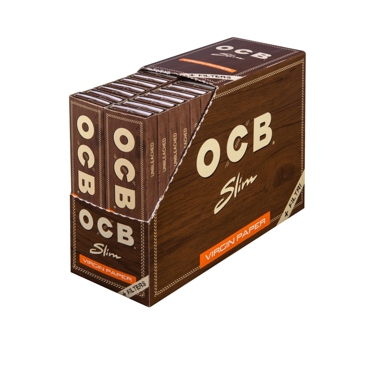 OCB Virgin Unbleached Slim Paper + Filter a 32 Blatt/Tips | 32 Hefte