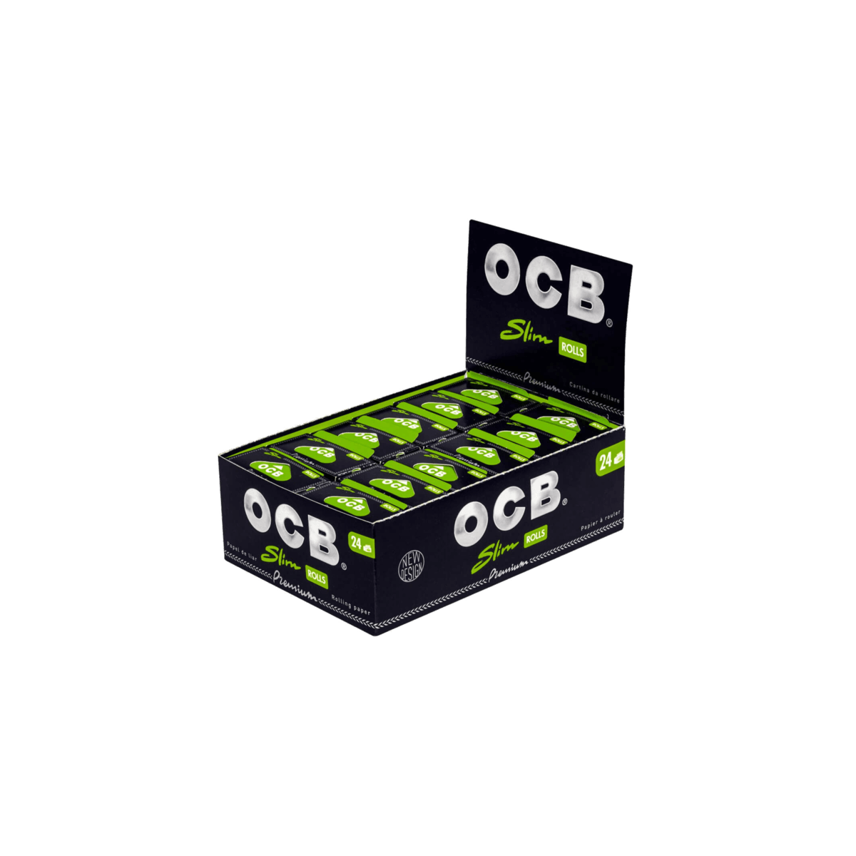 OCB Premium Slim Rolls, Schwarz | 24 Rollen