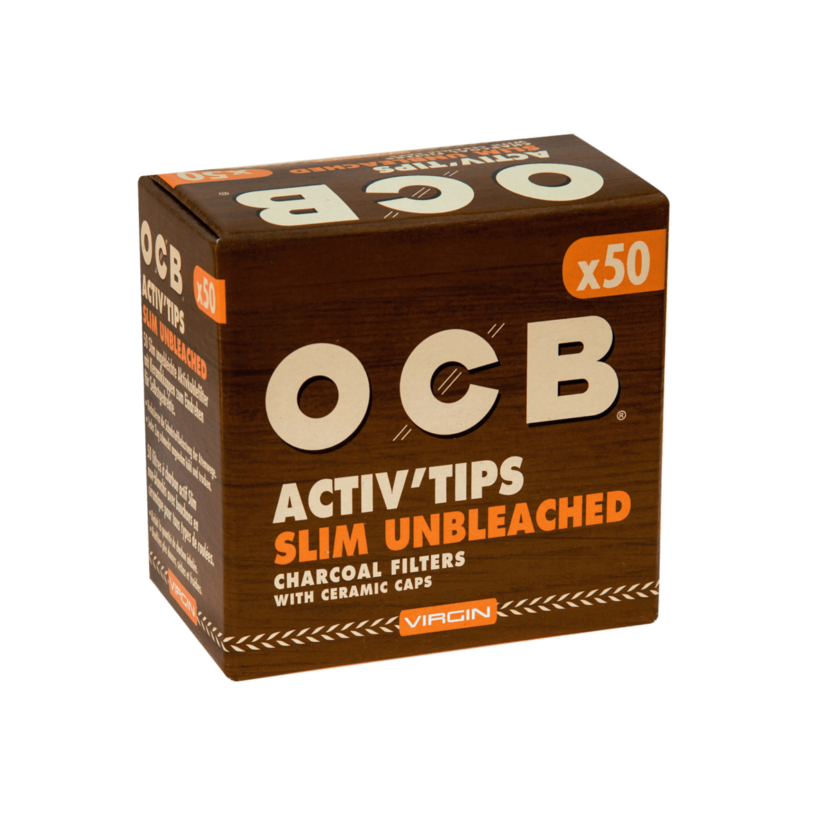 OCB Virgin Unbleached Activ’Tips Slim, 7 mm a 50 St.| 10 Boxen