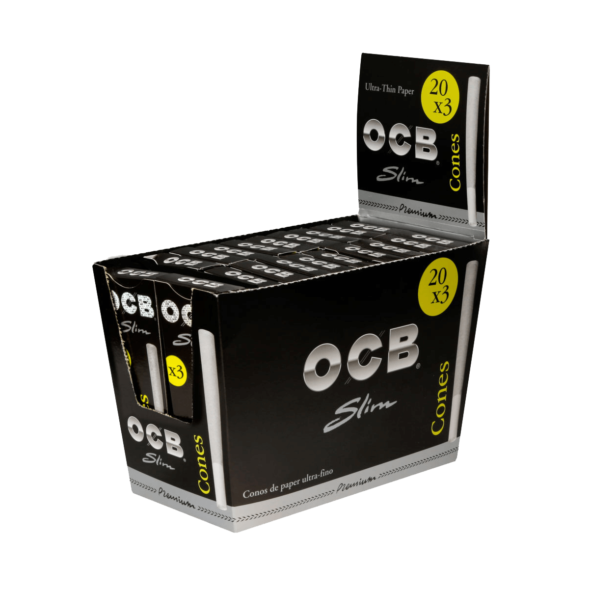 OCB Premium Cones Slim, Schwarz a 3 Stk | 20 Pack